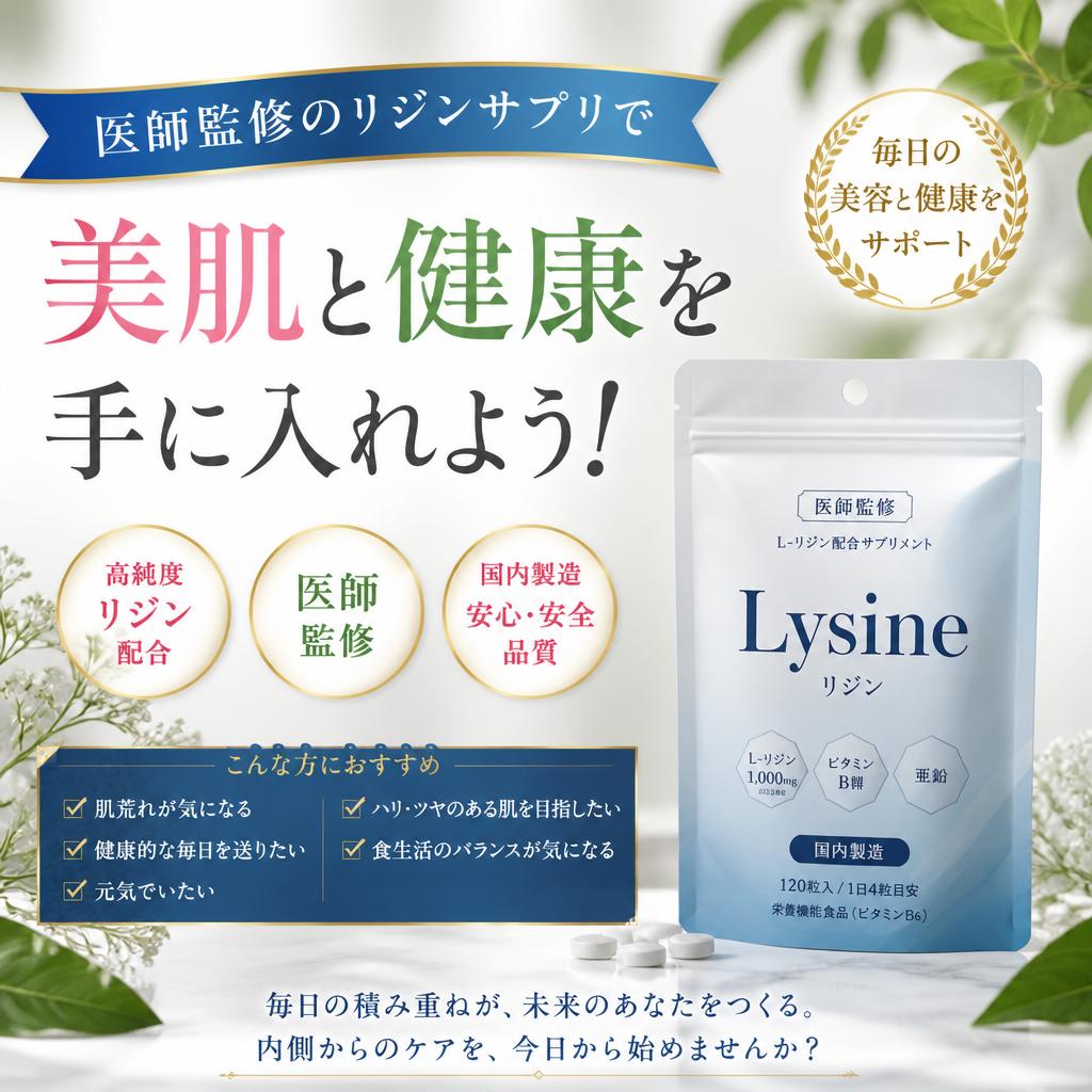 医師監修のリジンサプリで、美肌と健康を手に入れよう！