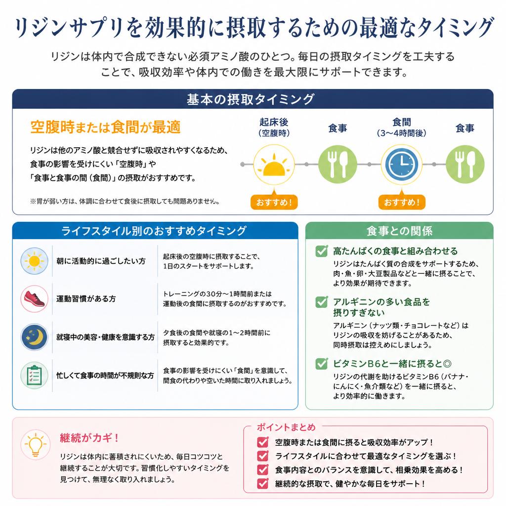 リジンサプリの飲むタイミングは？