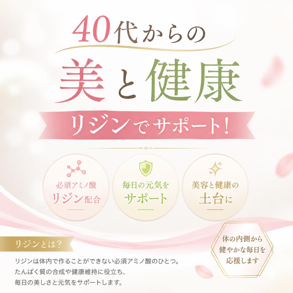 40代からの美と健康、リジンでサポート！