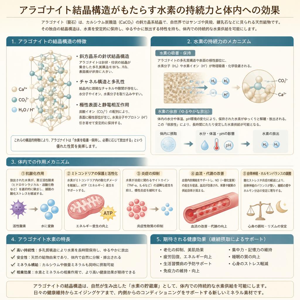 36時間持続するアラゴナイト結晶の力