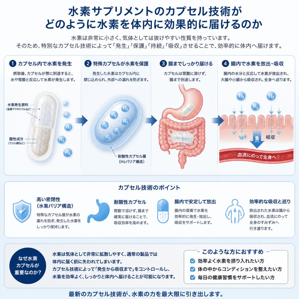 カプセルの仕組み:効率よく水素を吸収する理由