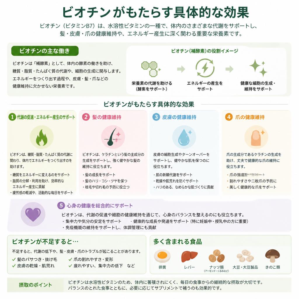ビオチンサプリの効果｜心身の健康を促進
