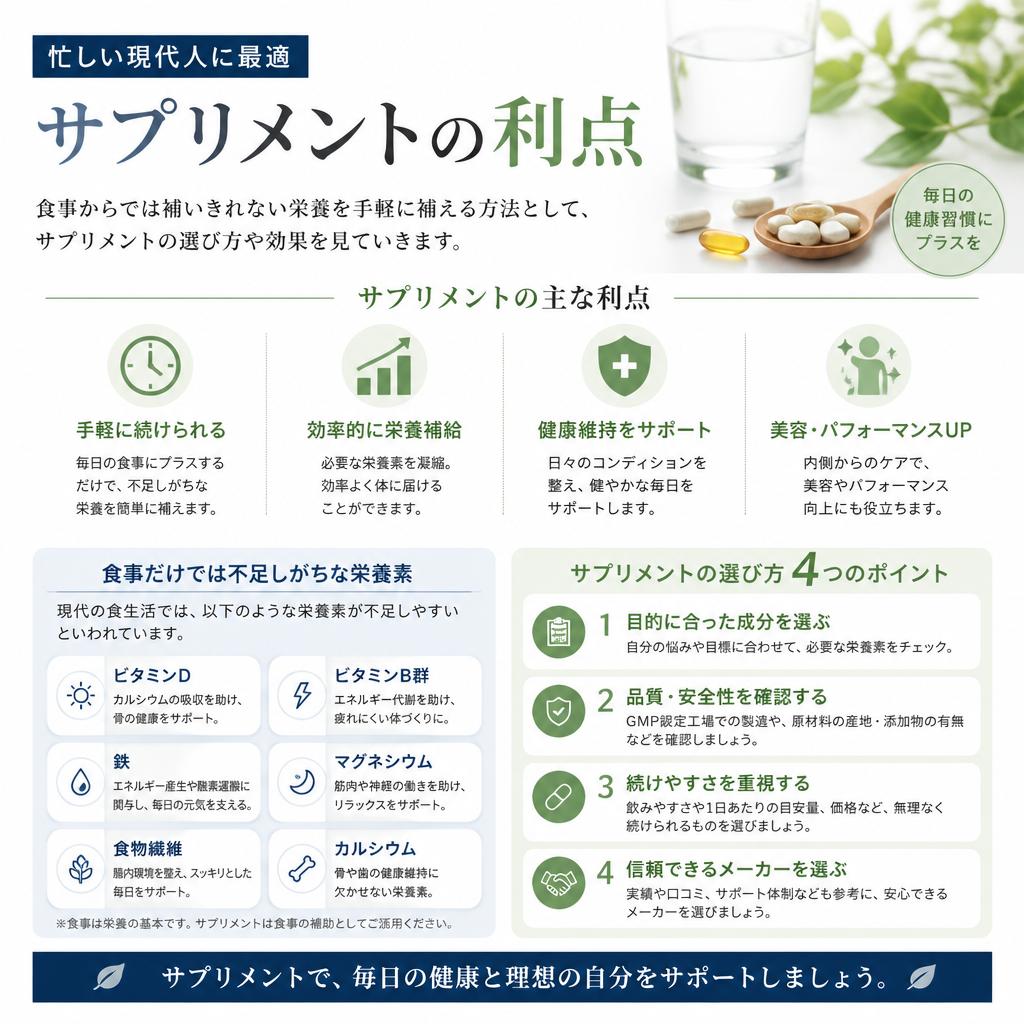 サプリメントで簡単に栄養補給