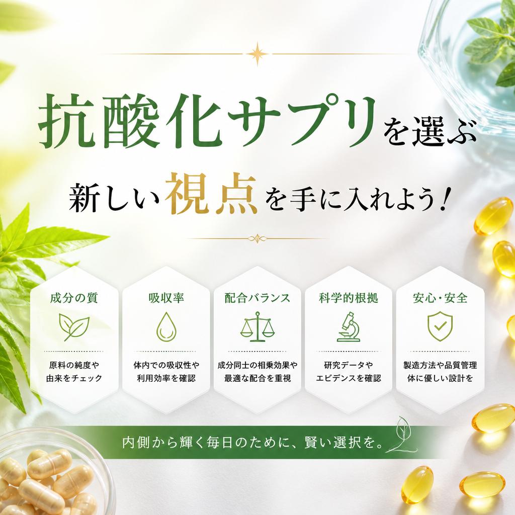 抗酸化サプリを選ぶ新しい視点を手に入れよう！