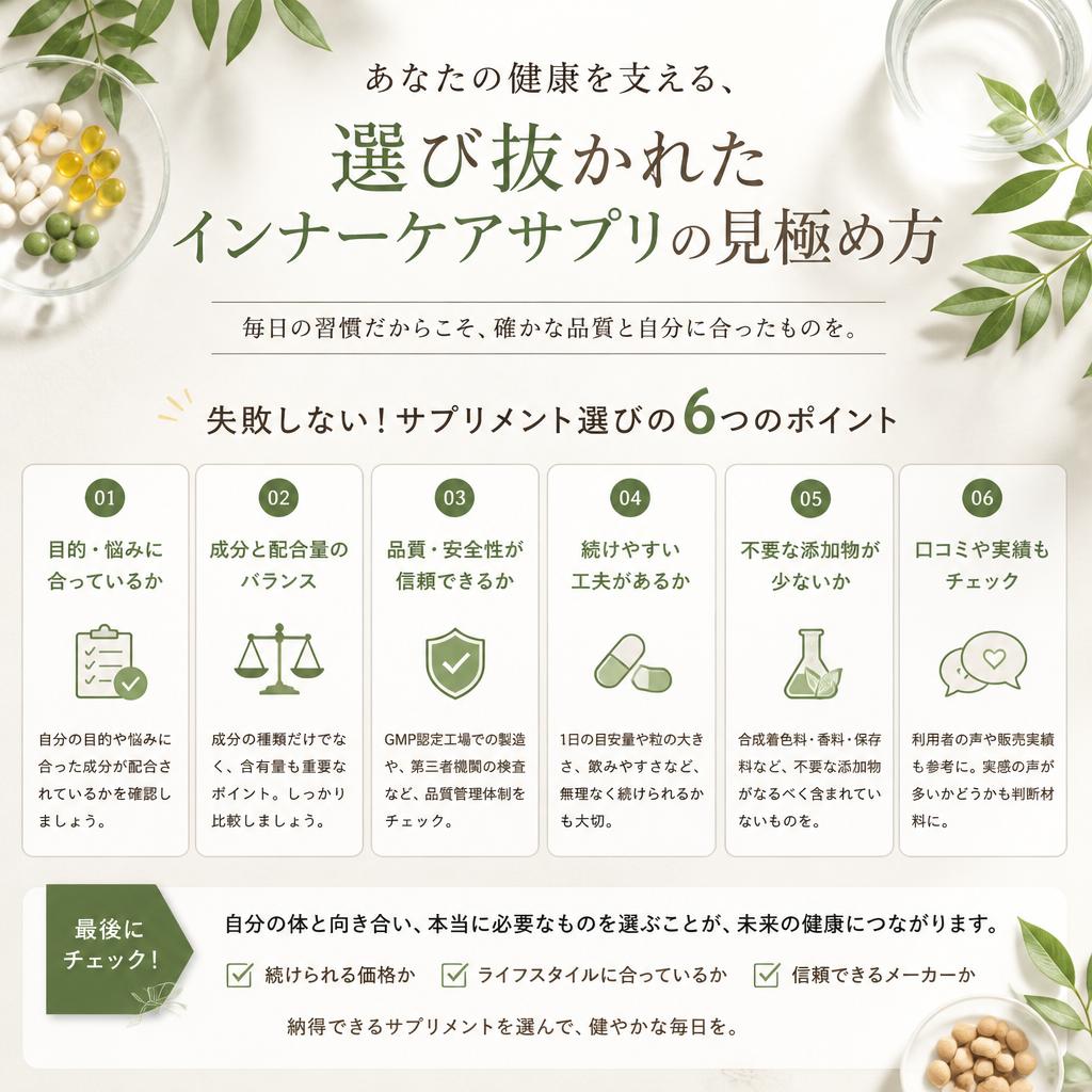 あなたの健康を支える、選び抜かれたインナーケアサプリの見極め方