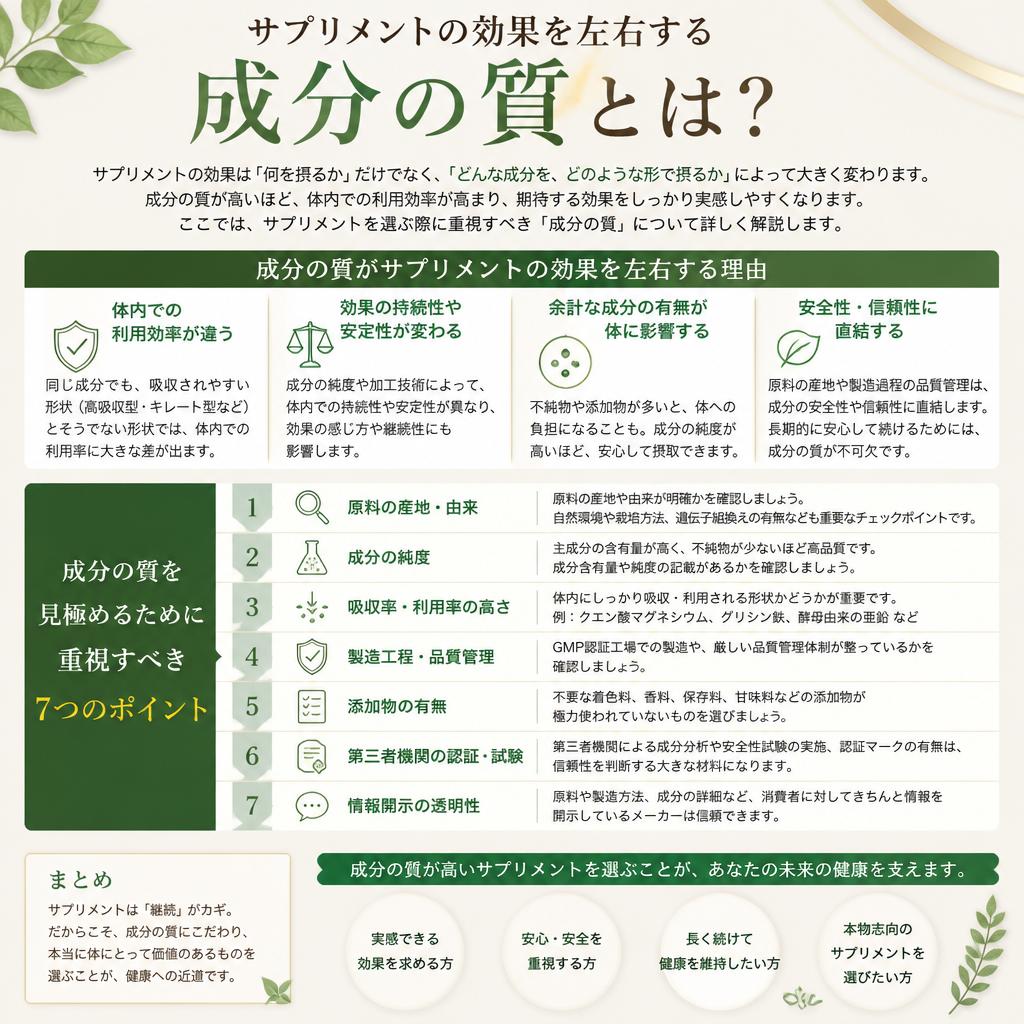 成分の質が重要な理由