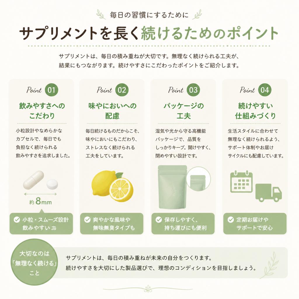 4. 続けやすいサプリメントの特徴