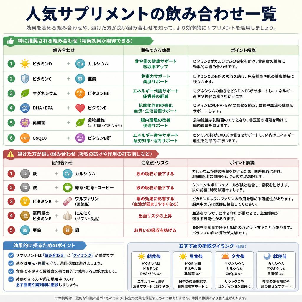 具体的なサプリの飲み合わせ例