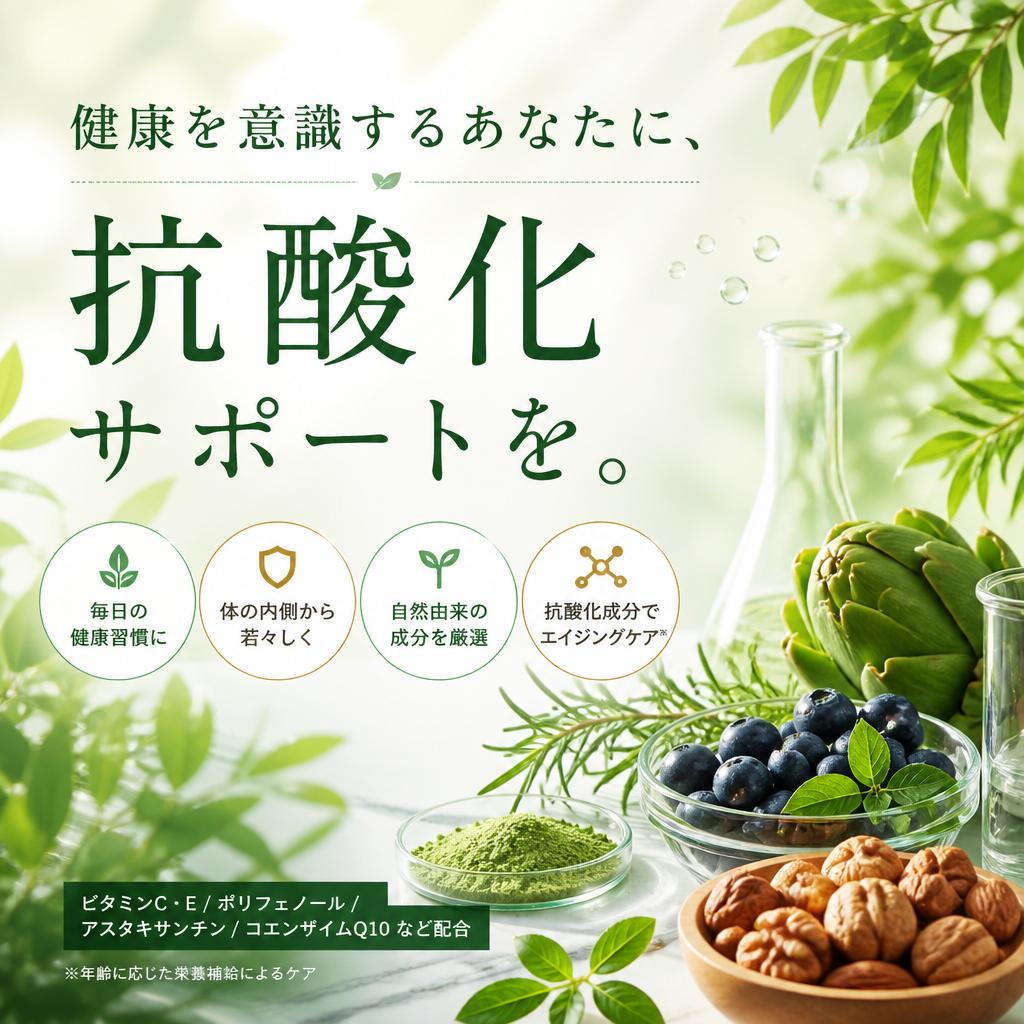 健康を意識するあなたに、抗酸化サポートを。