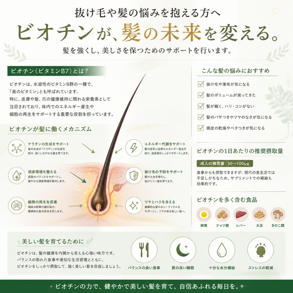 髪の健康を支えるビオチンの役割