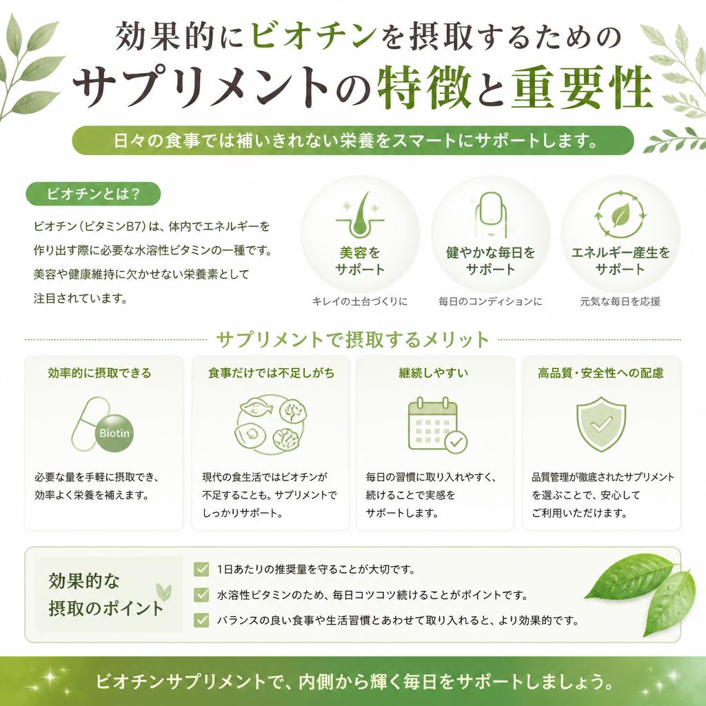 栄養バランスとビオチンのサプリメント