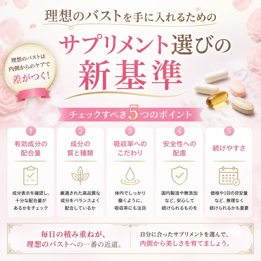 理想のバストを手に入れるためのサプリメント選びの新基準