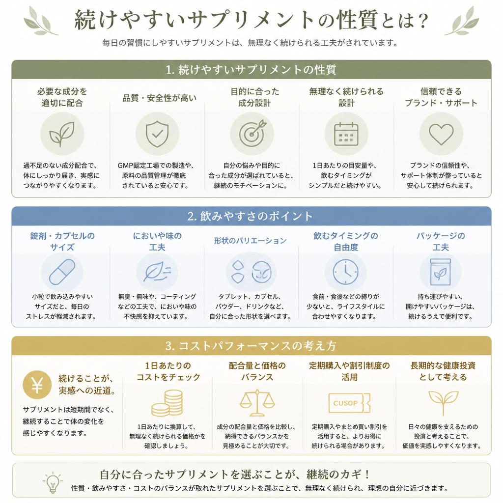 5. 続けやすいサプリの特徴
