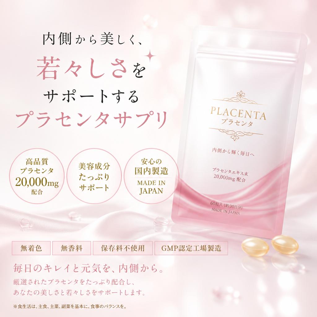 内側から美しく、若々しさをサポートするプラセンタサプリ