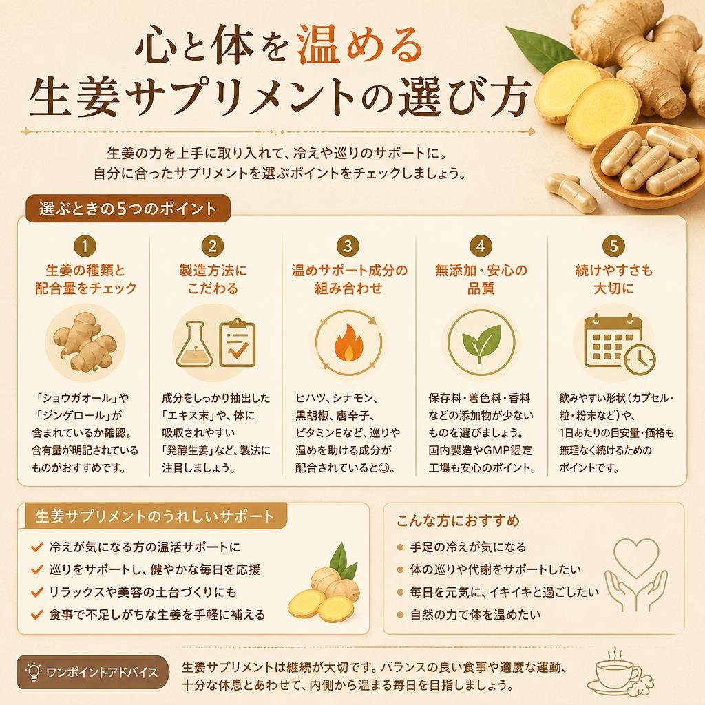 心と体を温める生姜サプリメントの選び方