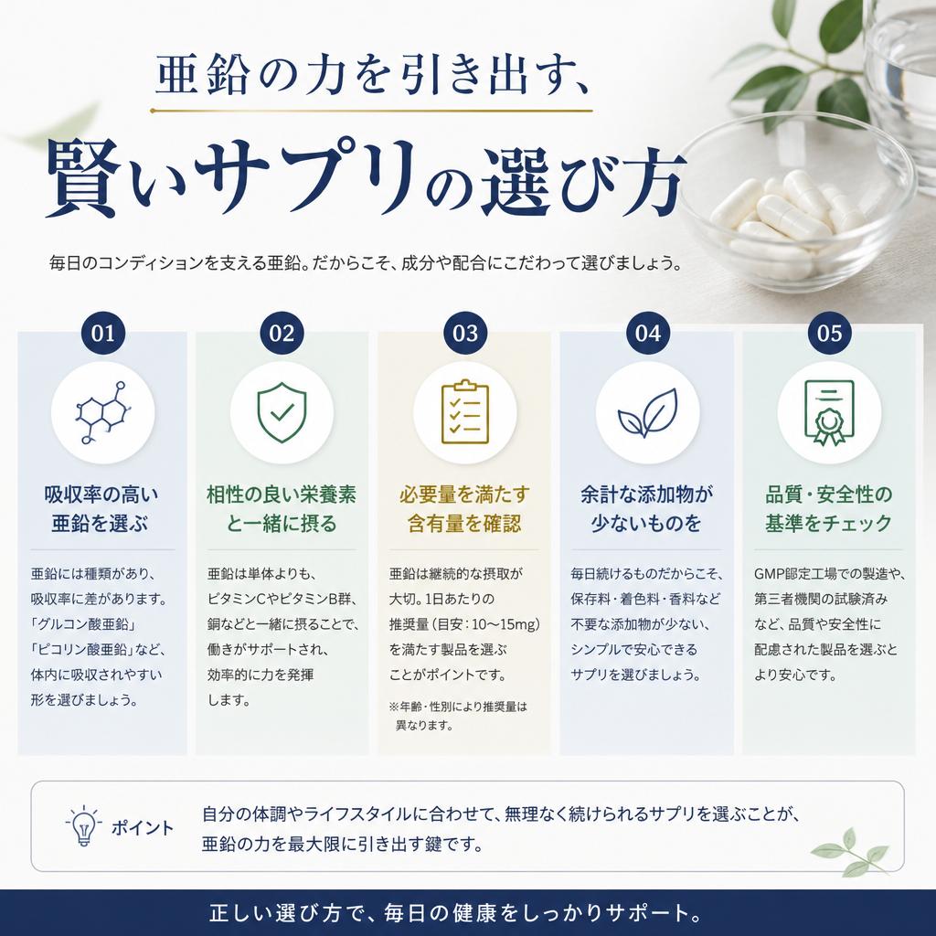 亜鉛の力を引き出す、賢いサプリの選び方