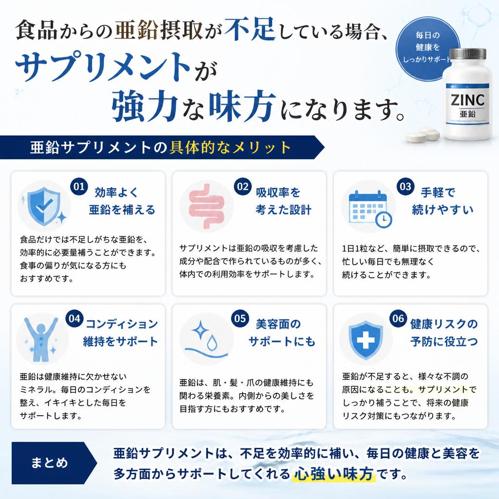 サプリメントでの亜鉛摂取