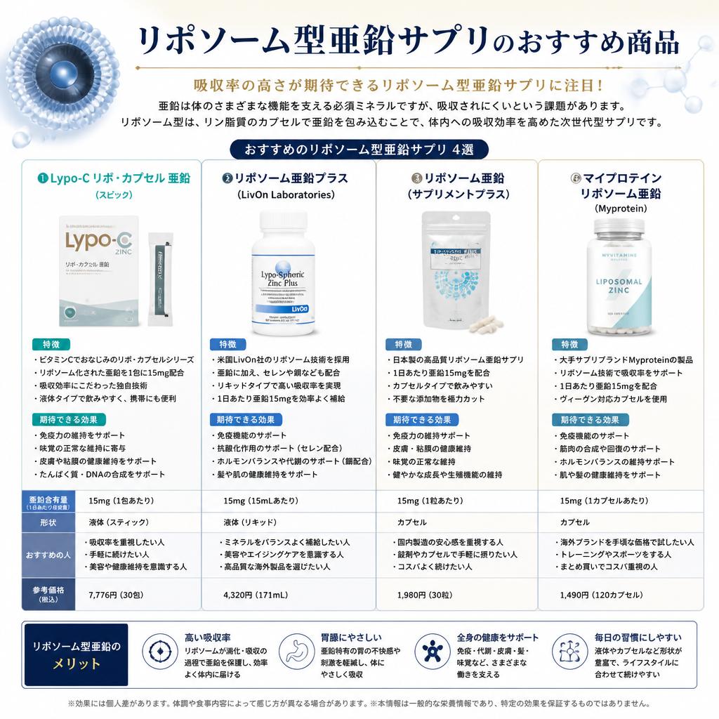 4. おすすめリポソーム型亜鉛サプリ