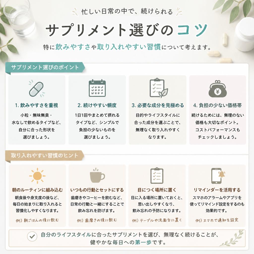 続けやすさを意識したサプリ選び